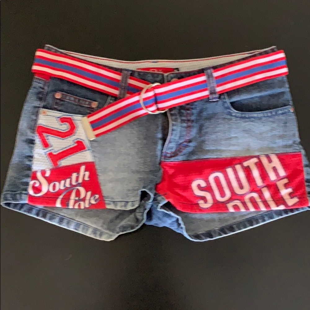 South Pole Shorts with belt Red, White, & Blue